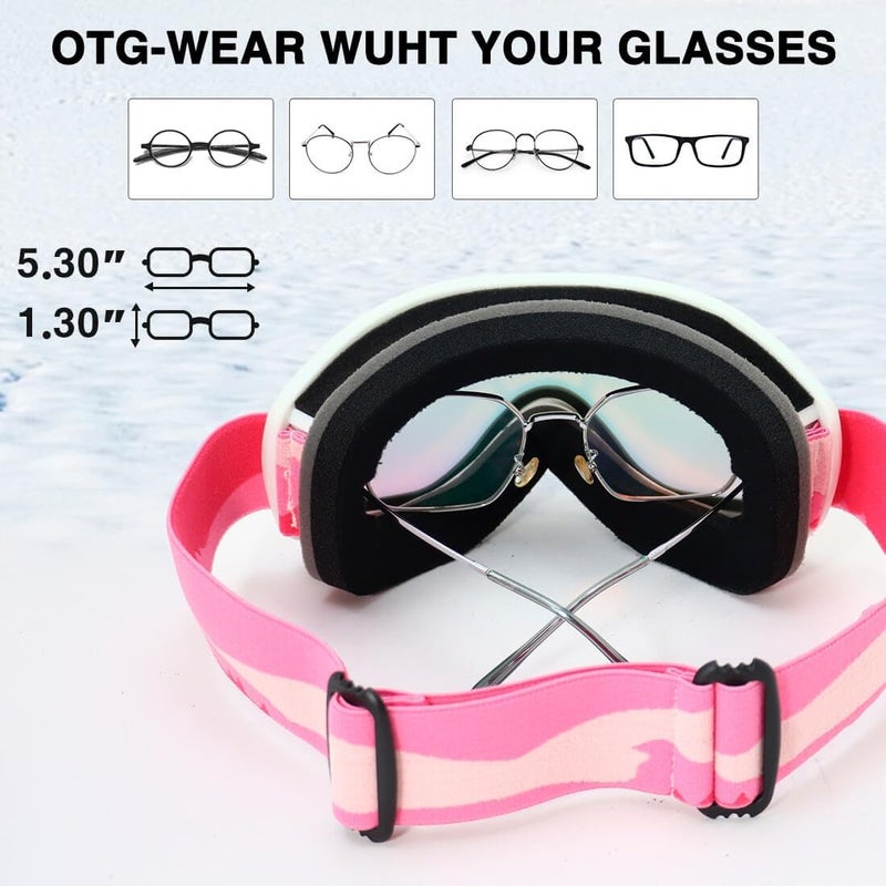 AVV Store Ski Goggles UV Protection, Anti-Fog Snowboard Snow Goggles OTG for Men Women Adults & Youths - Image 5